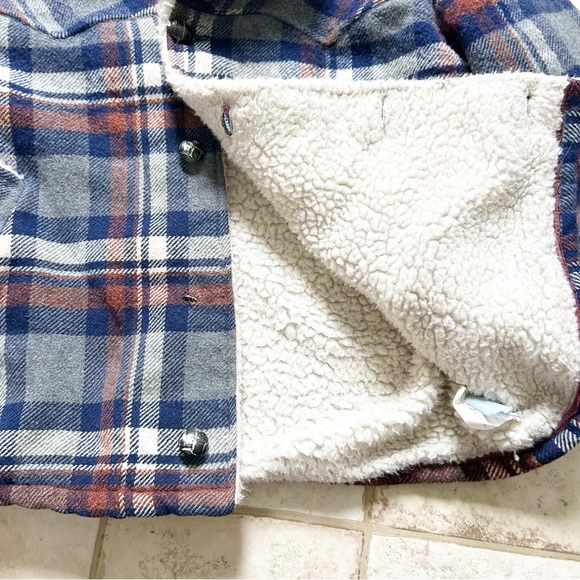 Vintage Blue and Grey Plaid Shirt Jacket Wool-blend Fall Winter Unisex - Picture 13 of 13